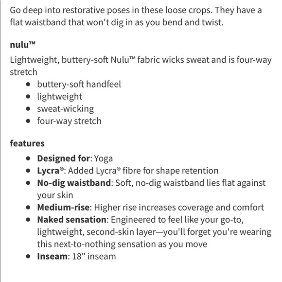 Lululemon Rejuvenate Crop *18"
Black - Picture 5 of 7